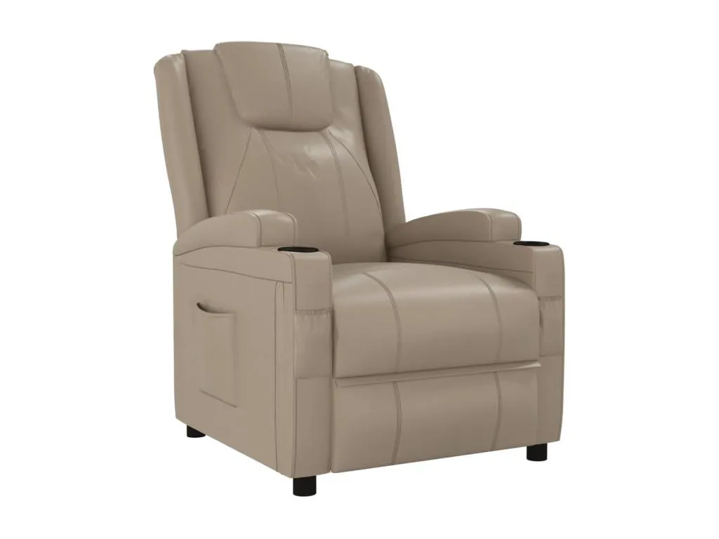 Sillón reclinable de cuero sintético color capuchino