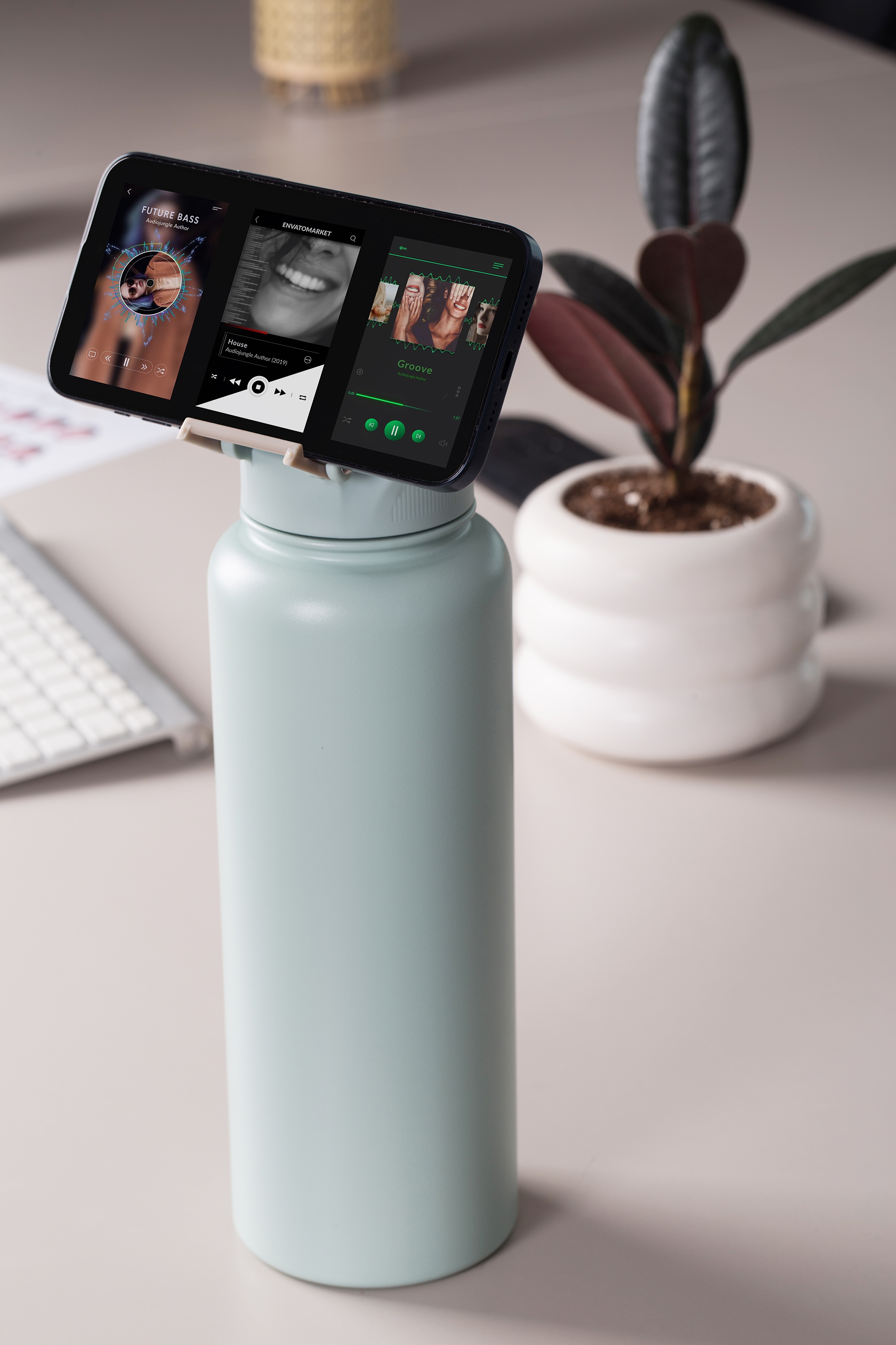 1200ml Stainless Steel Vacuum Flask with Phone Holder