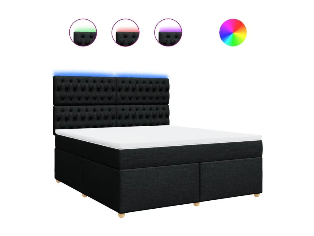 Cama box spring con colchón tela negro 180x200 cm exn3521110