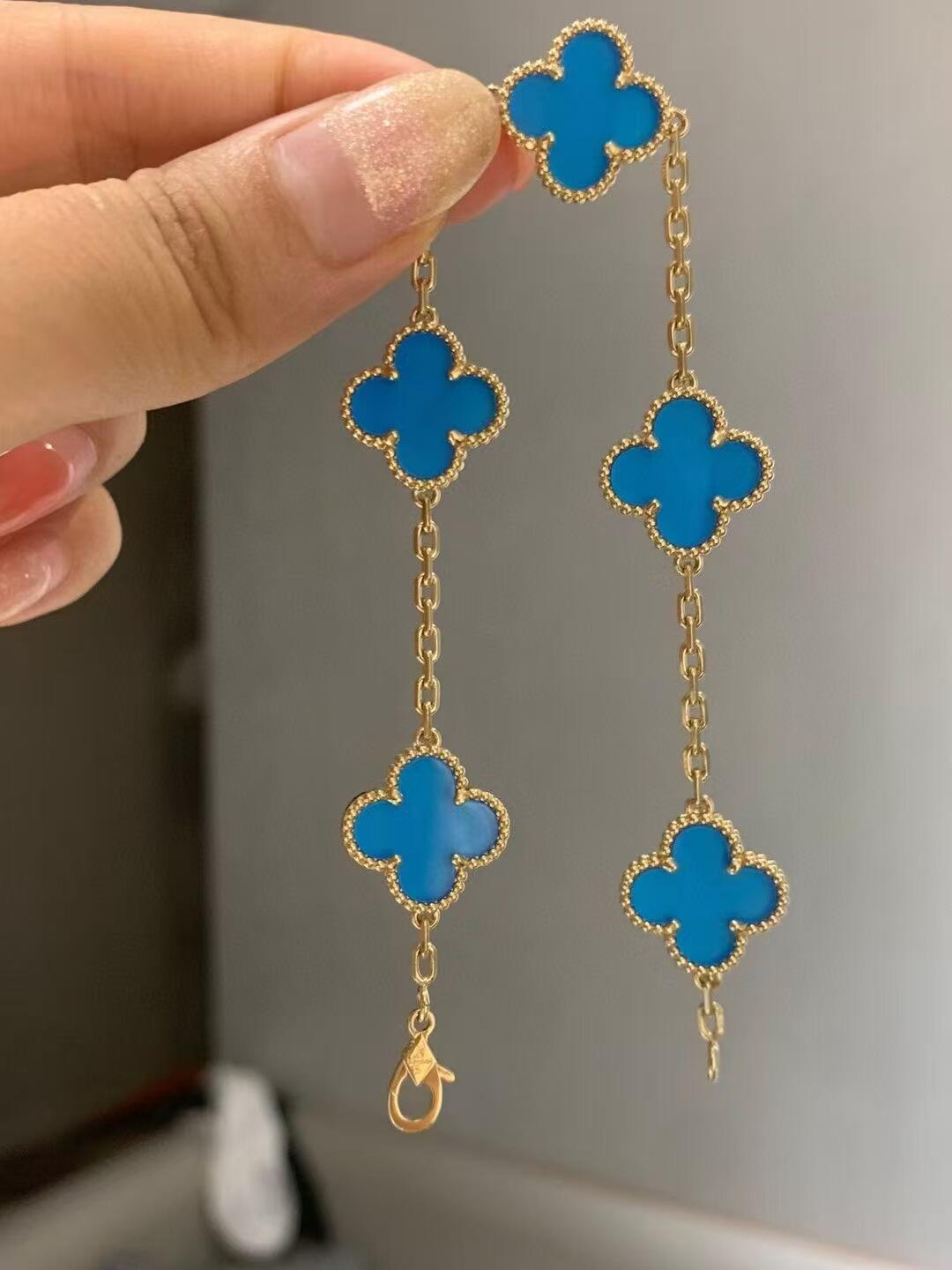 VCA Blue Vintage Alhambra Five Clover Bracelet - Original Replica Club