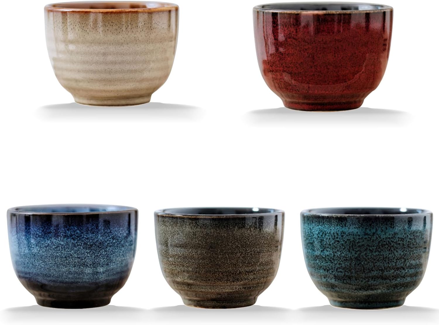 Japanese Style Ceramic Tea Set, Tea Cup, Coffee Cup, Yerba Mate Set, Ceramic Mate Cup Set of 4 (5 colors)