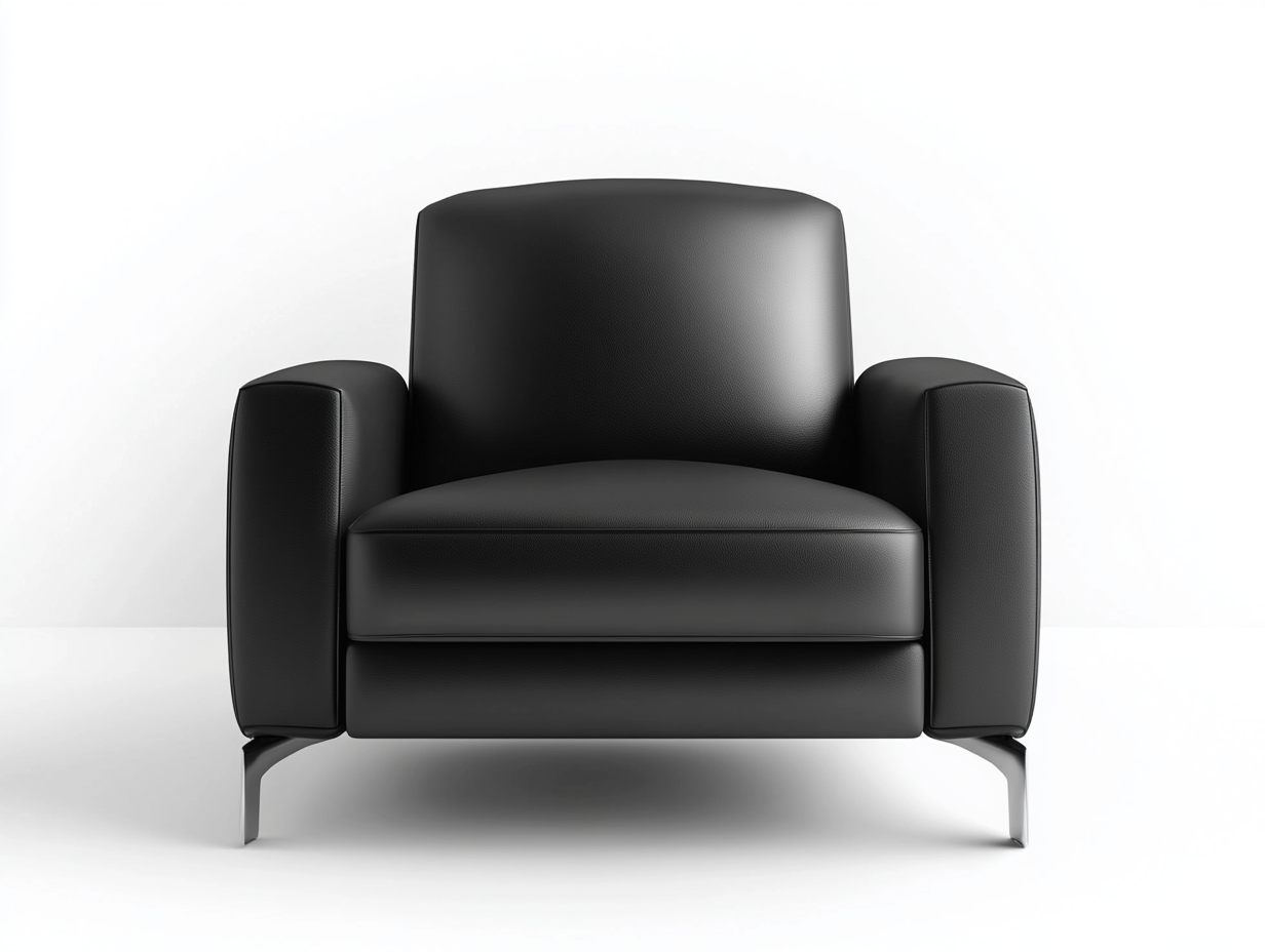 Sillón individual respaldo liso negro piel sintética salón moderno 106 cm