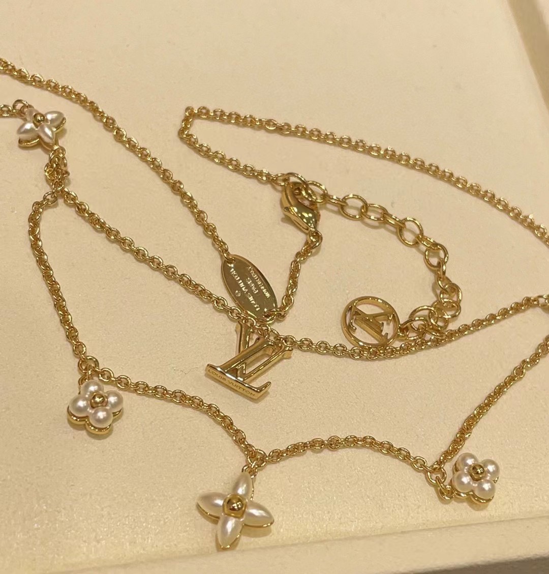 Louis Vuitton Layered Floragram Necklace - Original Replica Club