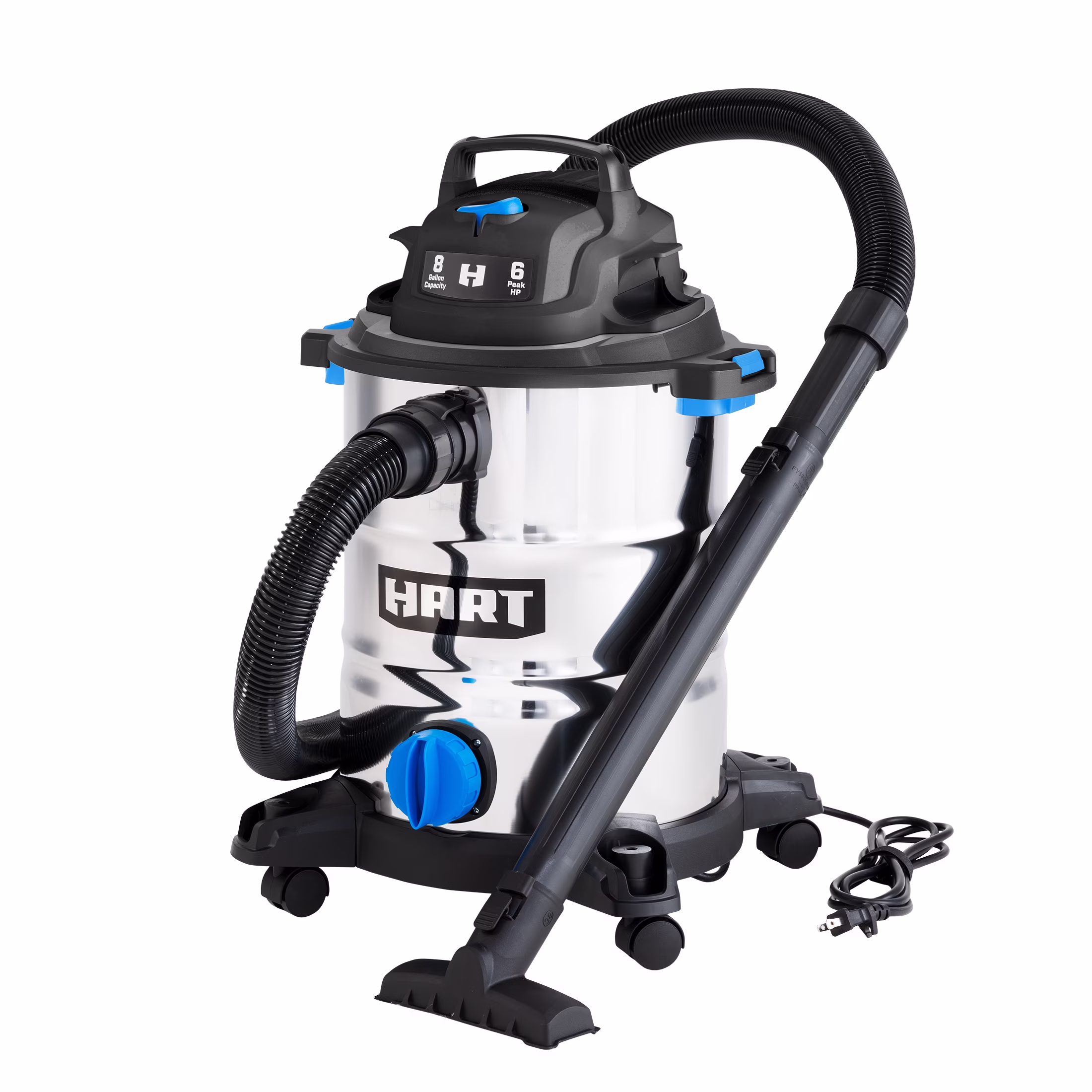 HART 8 Gallon 6 Peak HP Stainless Steel Wet/Dry Vacuum, VOC812SF 3703