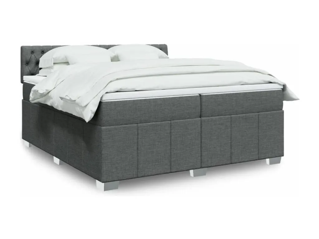 Cama box spring con colchón tela gris oscuro 200x200 cm nxu3520876