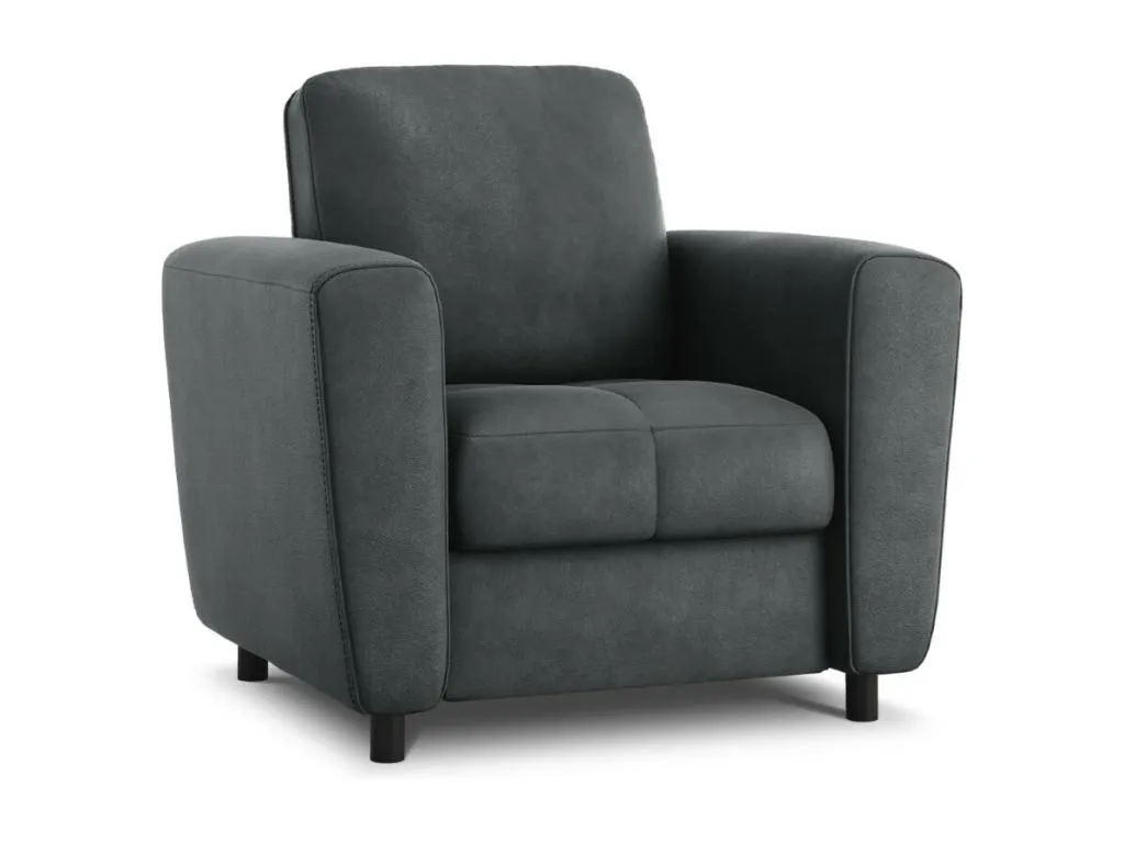Sillón Quietena de cuero auténtico azul grisáceo - 87x82x83cm