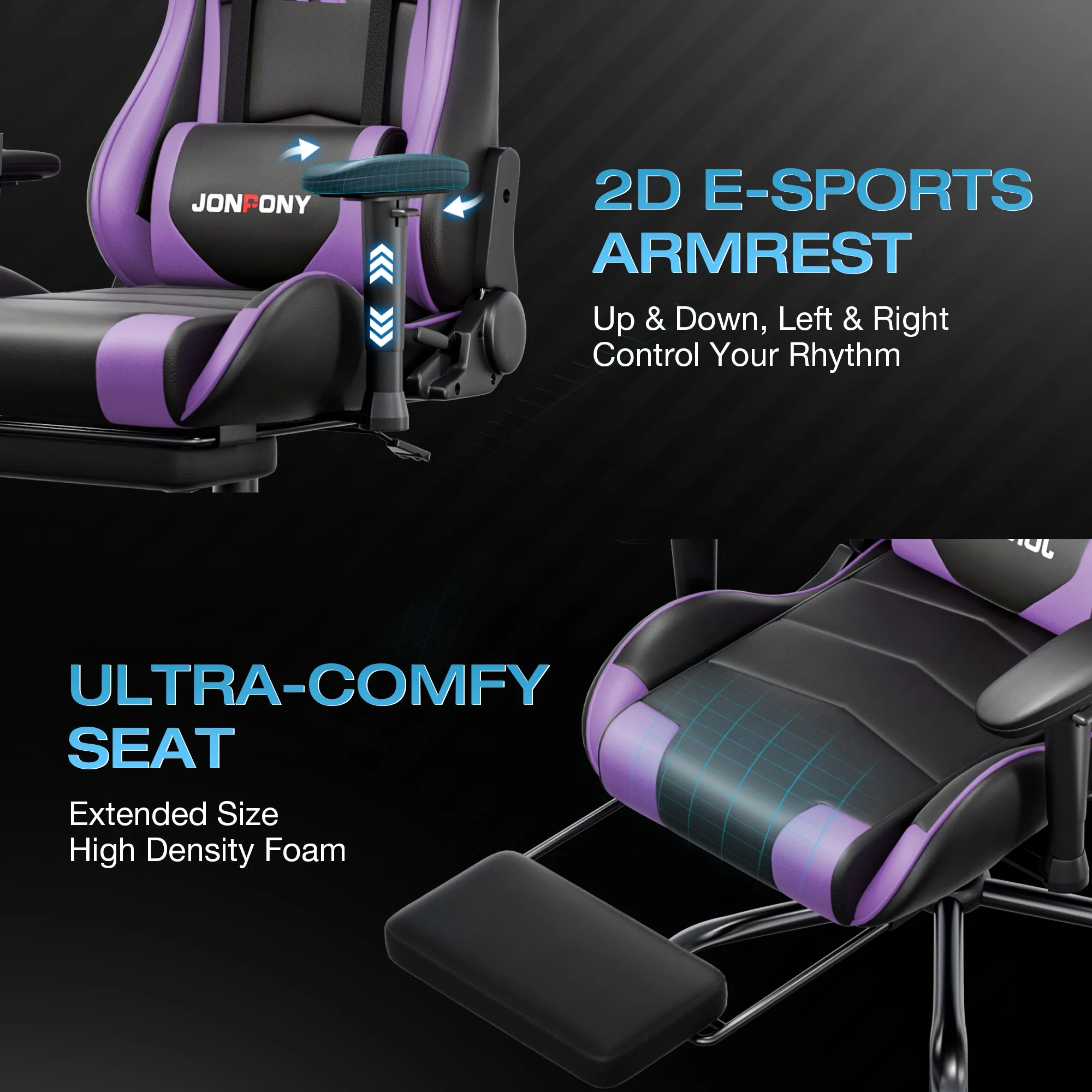 JONPONY Big and Tall 500LBS Gaming Chair, Ergonomic Design, Gamer Chair PU Leather with Footrest and Lumbar Support, High Back Office Chair Support 8 Hours Long Sitting,Red Computer Chair,Red - Image 46