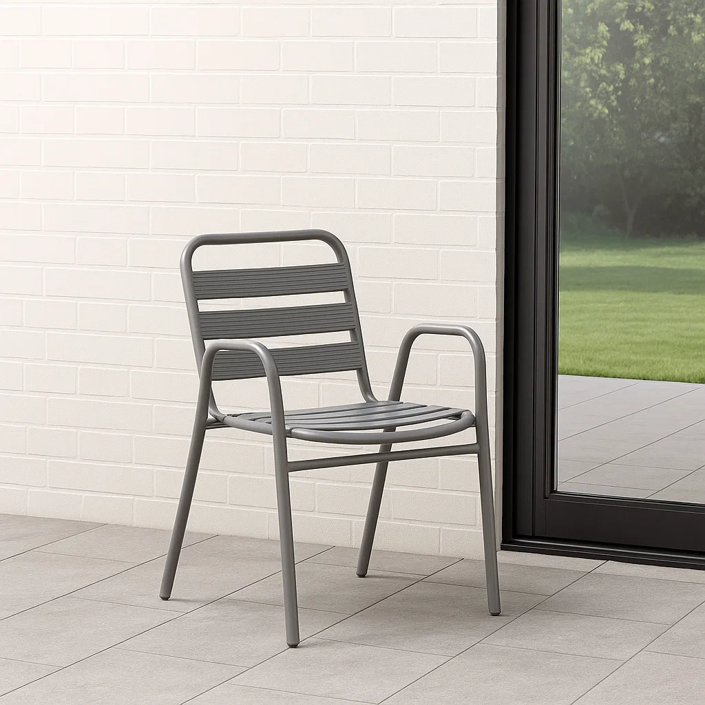 Silla de comedor de exterior,gris,aluminio,adecuado para jardín,55x54x78 cm