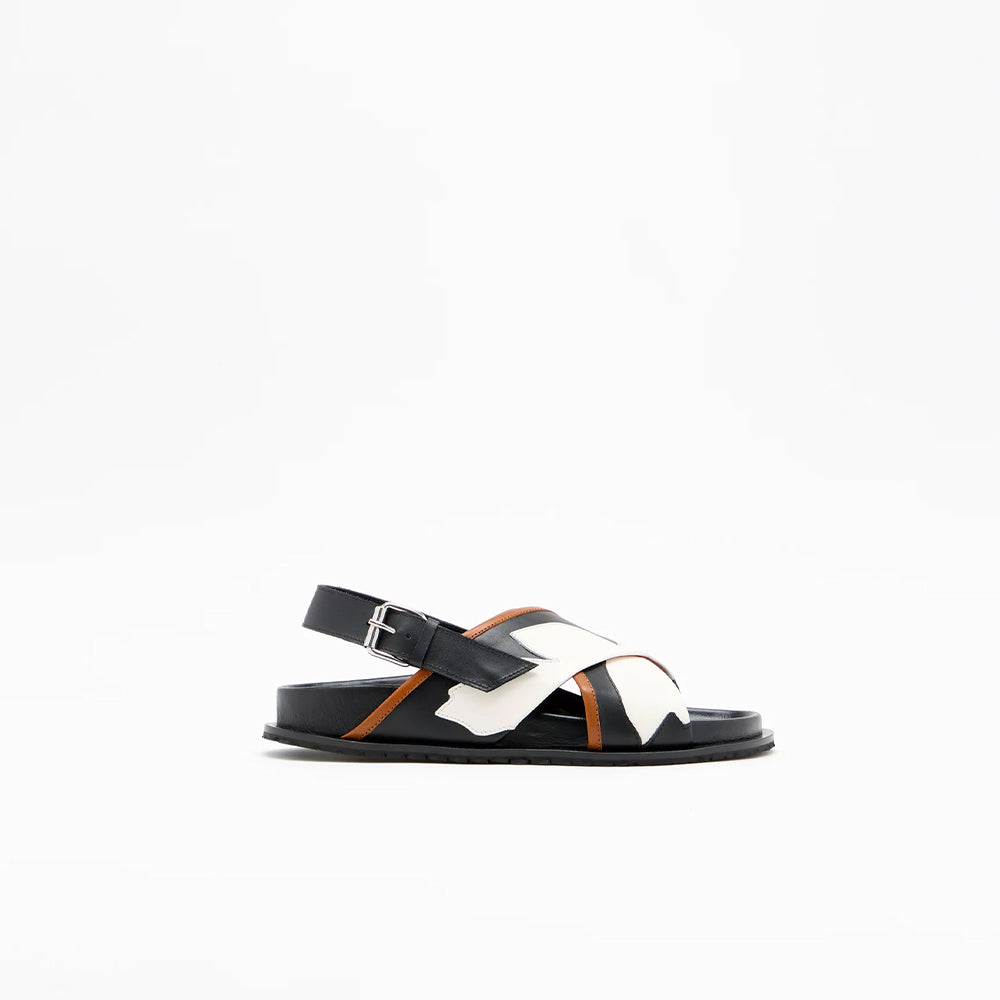 PLAN C - Sandales Flower Intarsia - Noir