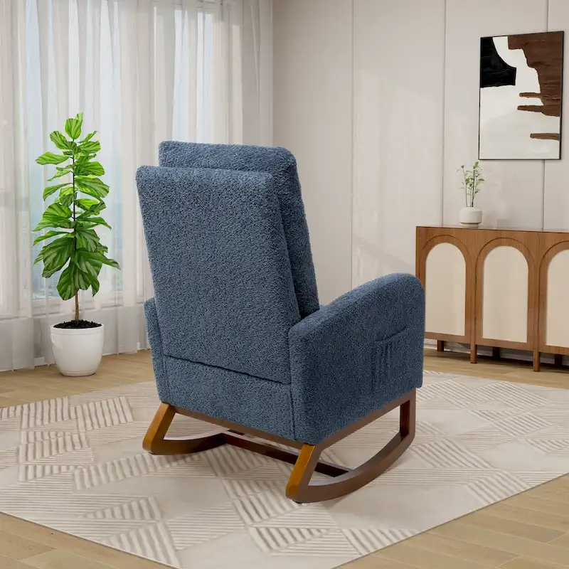 Ergonomic High Back Rocking Chair with Adjustable Footrest