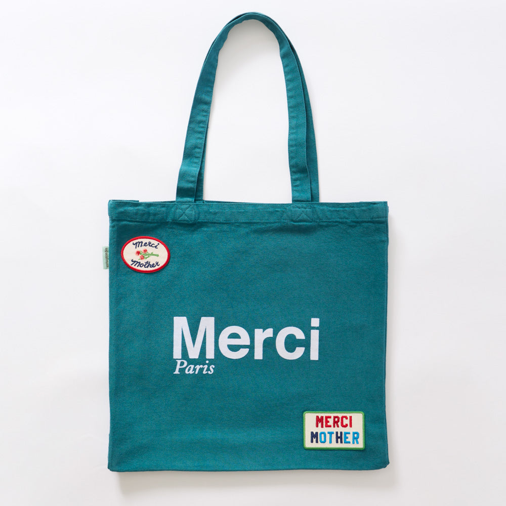 Mother x Merci - Totebag - Bleu Canard & Blanc