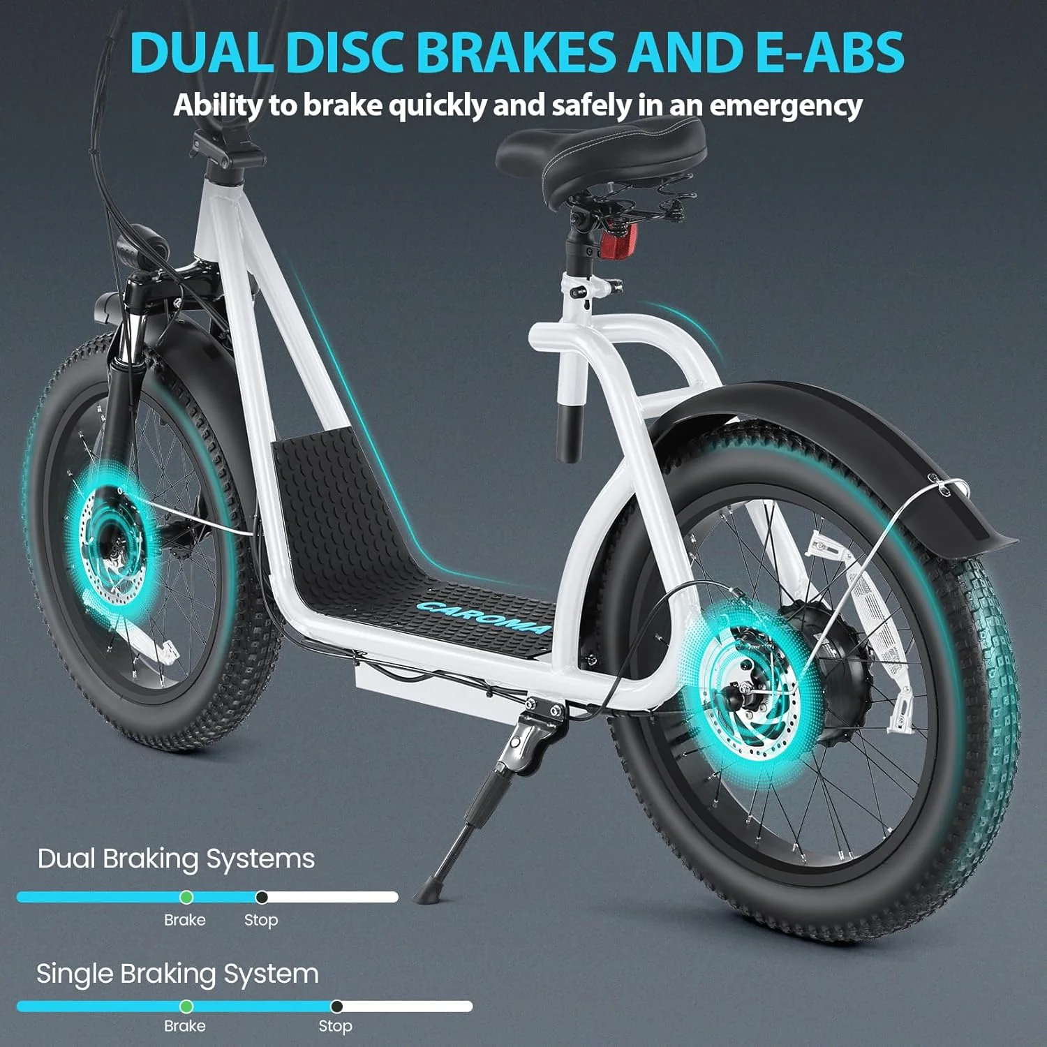 Caroma Peak 800W Foldable Adult Electric Scooter with 20-inch Wide Tires, 48V Battery, Basket, and Adjustable Seat