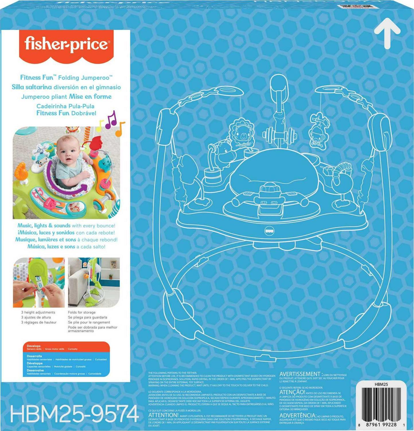 Fisher-Price Baby Bouncer Fitness Fun Folding Jumperoo Infant Activity Center with Lights & Music. Unisex - Image 6
