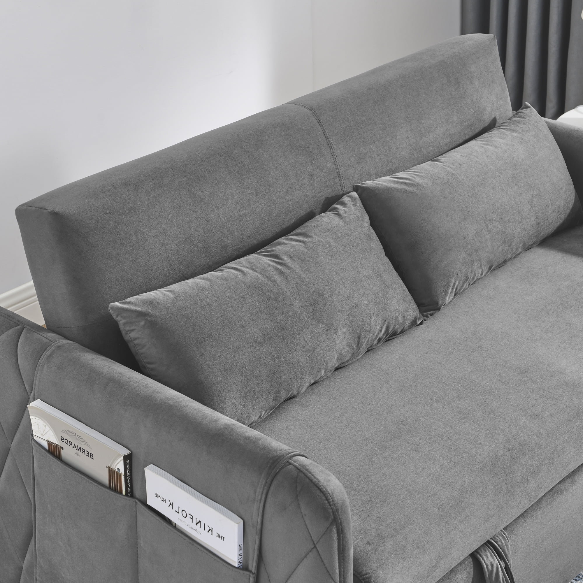 Convertible Sofa Bed,3 in 1 Sleeper Sofa with 2 Pillows and Adjustable Backrest for Living Room Office,Black - Image 26
