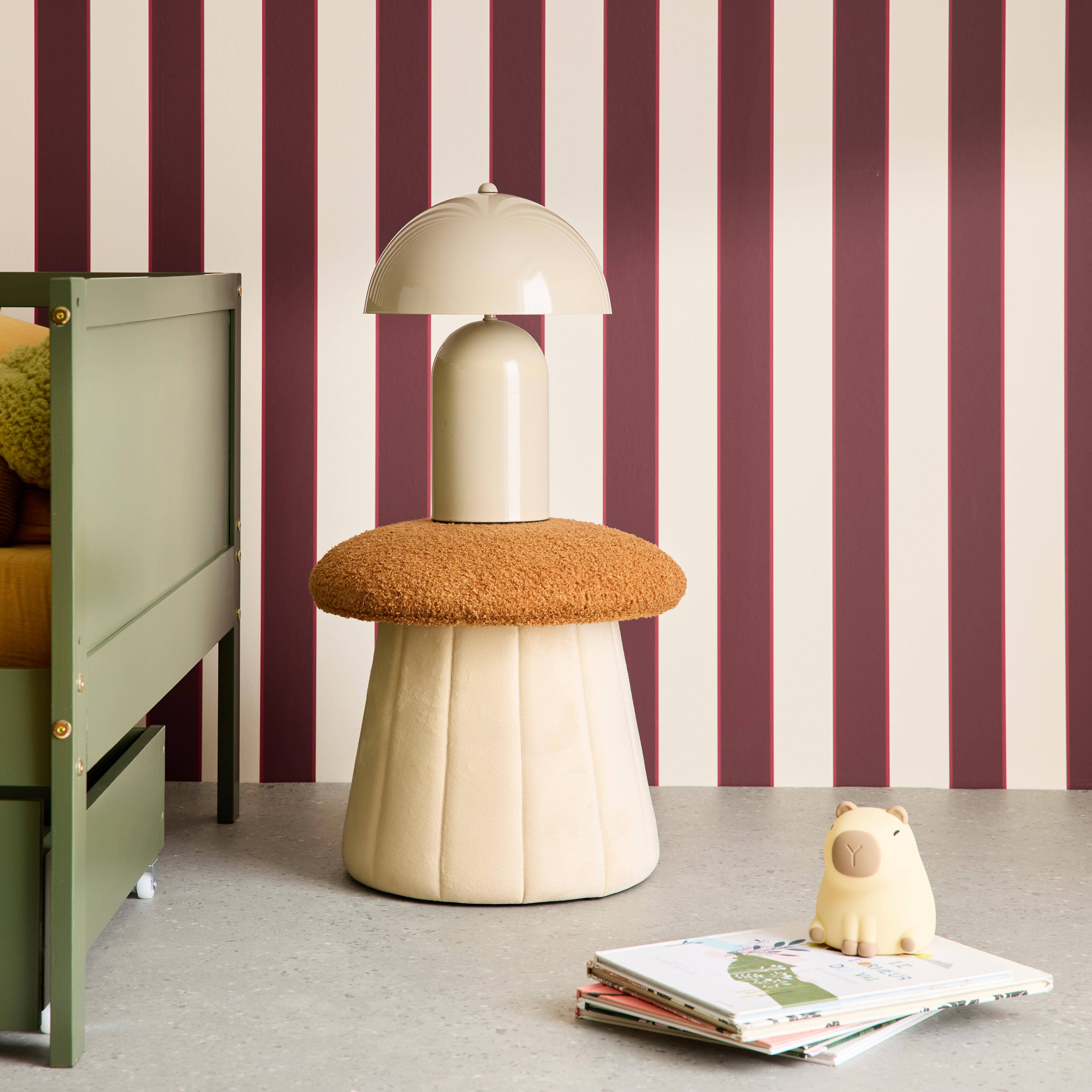 Shroumy - Puff champiñón infantil con almacenamiento teddy y terciopelo