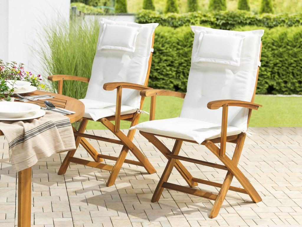 Conjunto de 2 cojines para silla de jardín blanco crema MAUI