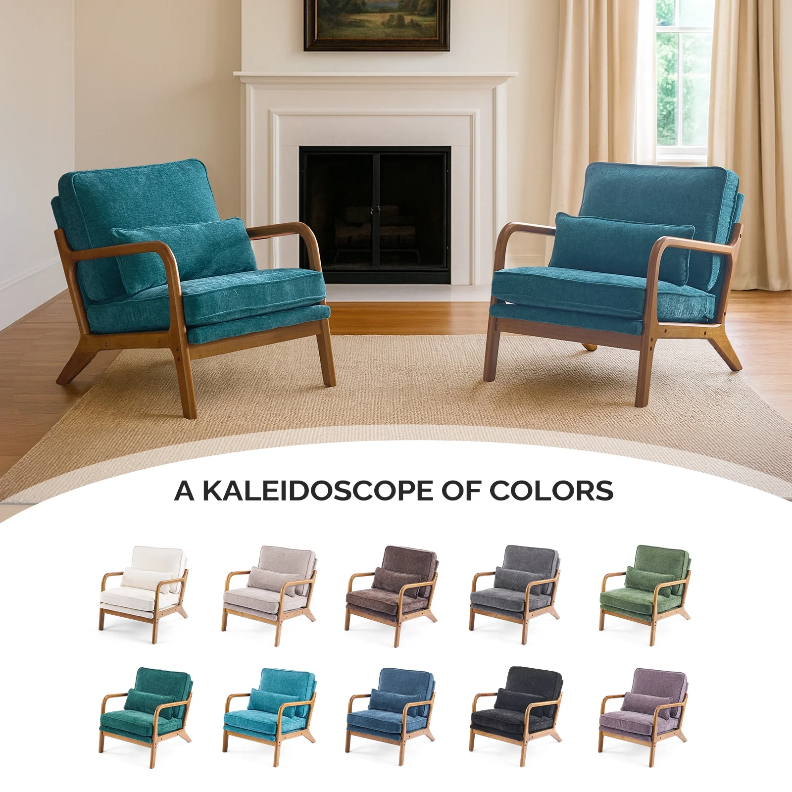 Ktaxon Accent Chair Corduroy Upholstered Armchair, Reading Club Chair with Pillow and Solid Wood Frame for Living Room Bedroom Furniture Off White - Image 163