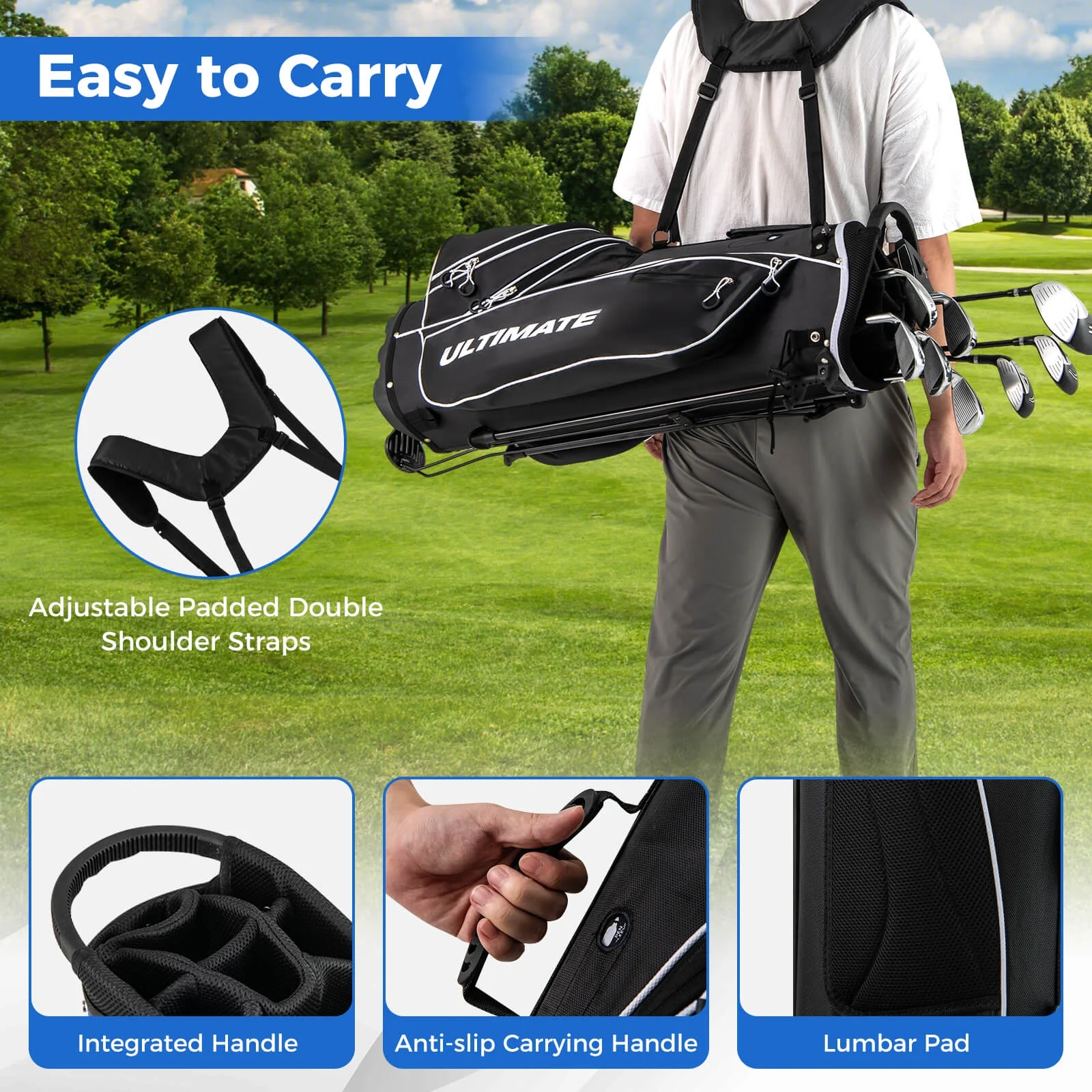 Costway Men's Complete Golf Clubs Package Set 10 Pieces Includes Alloy Driver - Image 23