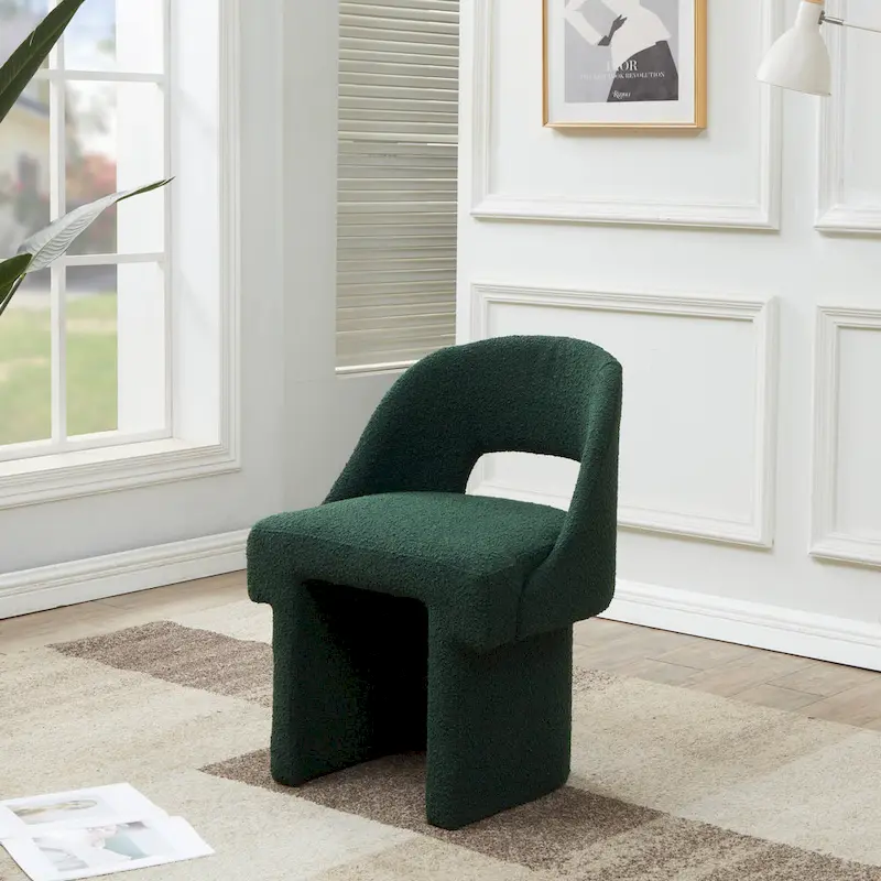 Modern Elegant Boucle Upholstered Accent Chair with MDF Wood Frame for Home Office, Living Room, and Bedroom