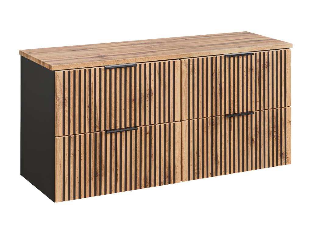 Mueble doble lavabo 120cm Gaia Madera y Negro - Lavabo Negro