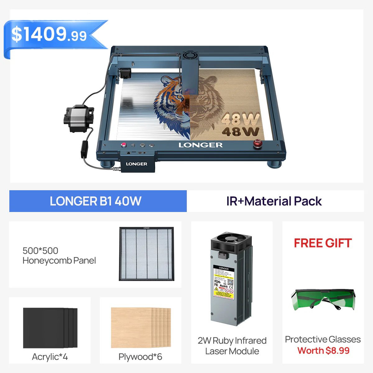 Longer B1 30W/40W Laser Engraving Machine