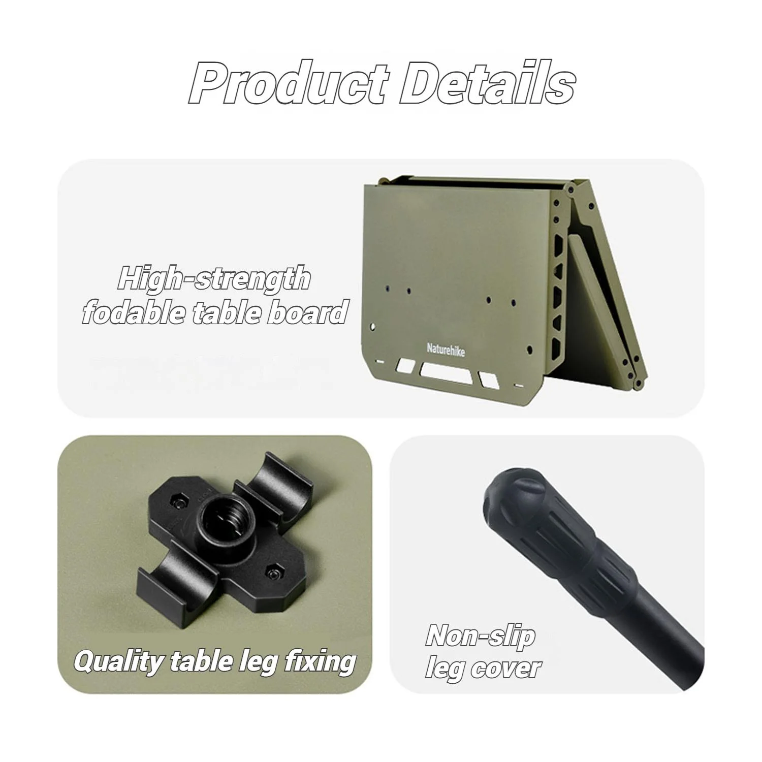 Naturehike, Portable Camping Table, Outdoor Detachable Tactical Camping Table, Lightweight Aluminium Camping Table with Light Pole, Adjustable Height - Image 21