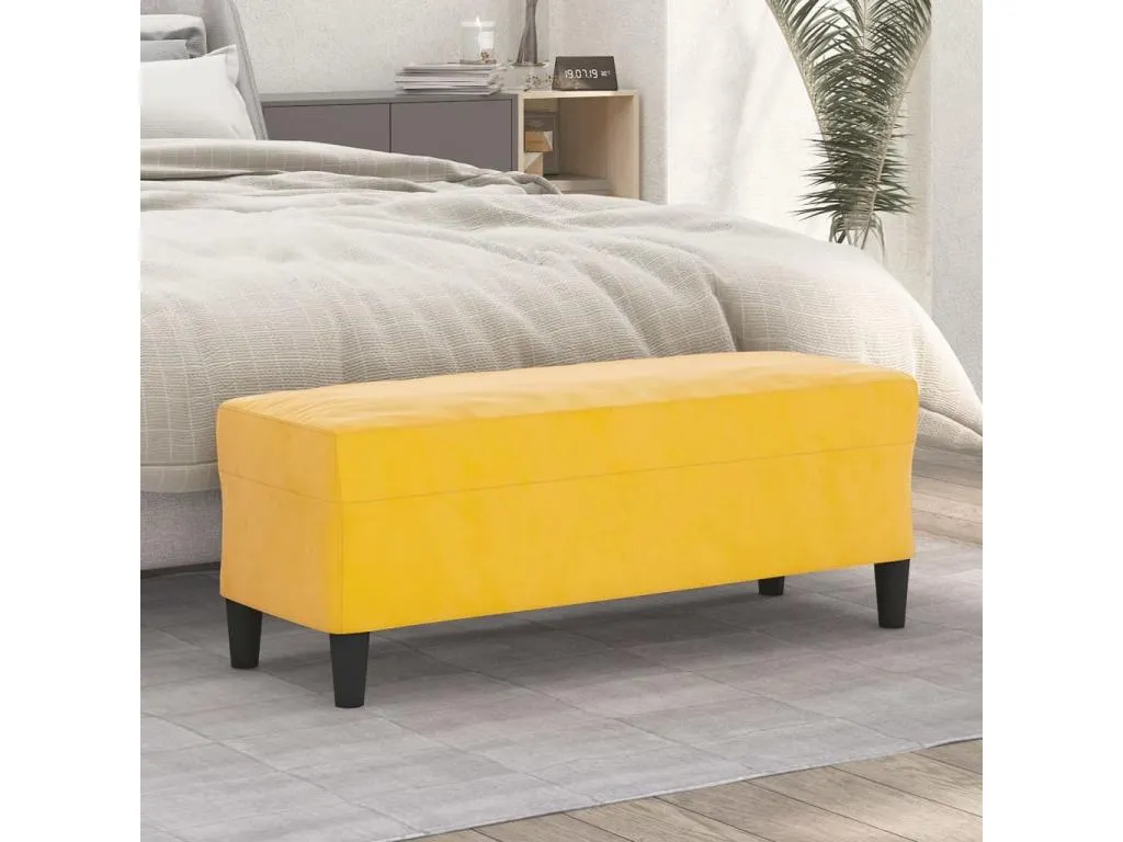 Banco terciopelo amarillo 100x35x41 cm sri3614555