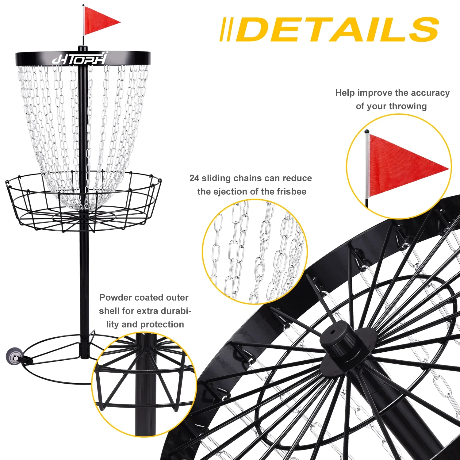 Urban Deco Classic Pro 24-Chain Portable Disc Golf Practice Basket-Choose Your Color - Image 4