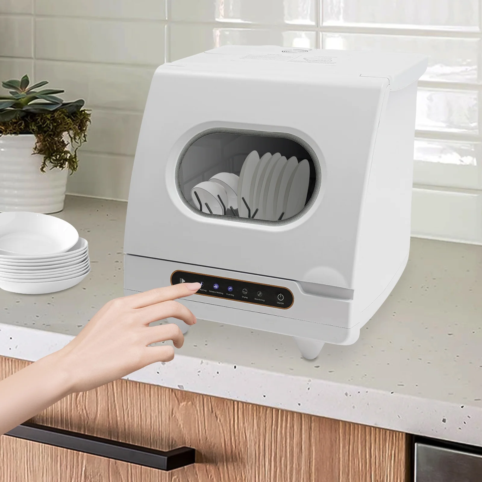 ToppiJoy Portable Countertop Dishwasher with 5 Washing Functions, Quick Wash, Sterilization & Energy-Saving Design -C Ideal for Small Kitchens, Apartments, and Family Homes - Image 3