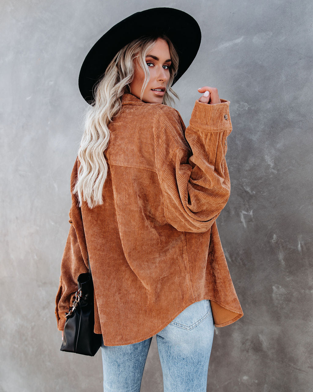 Kamryn Corduroy Button Down Pocket Top - Camel - Se7enfashion