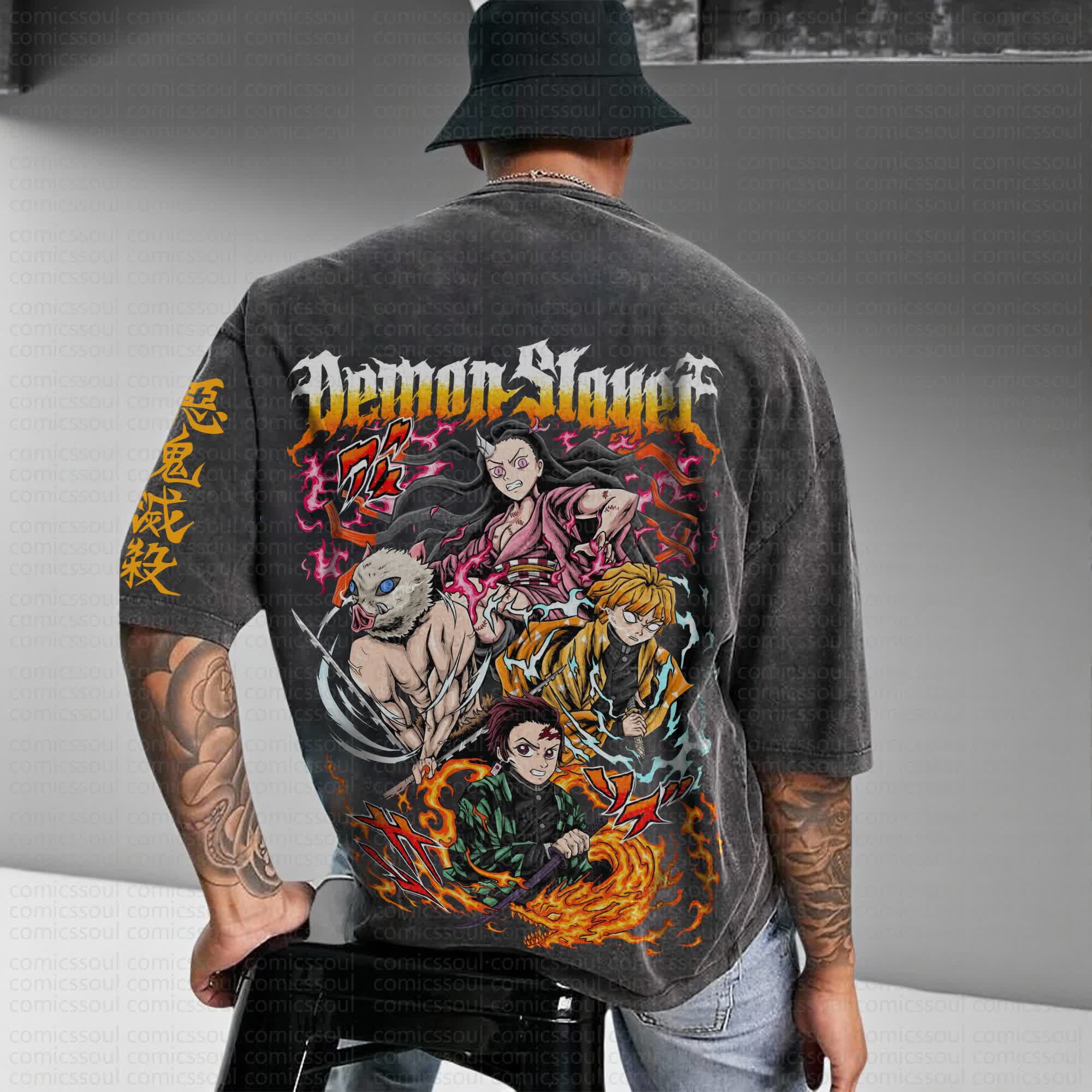 Unisex Anime Inspired Vintage Washed T-Shirt丨Comicssoul