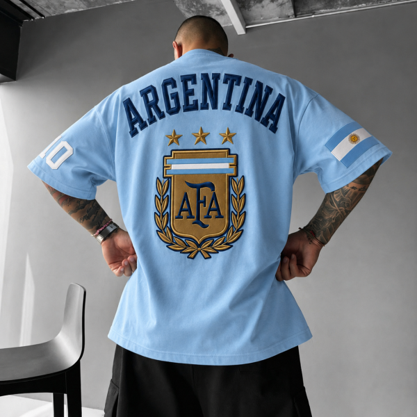 Retro Sporty Shield Graphic Printed Unisex Oversized T-shirt