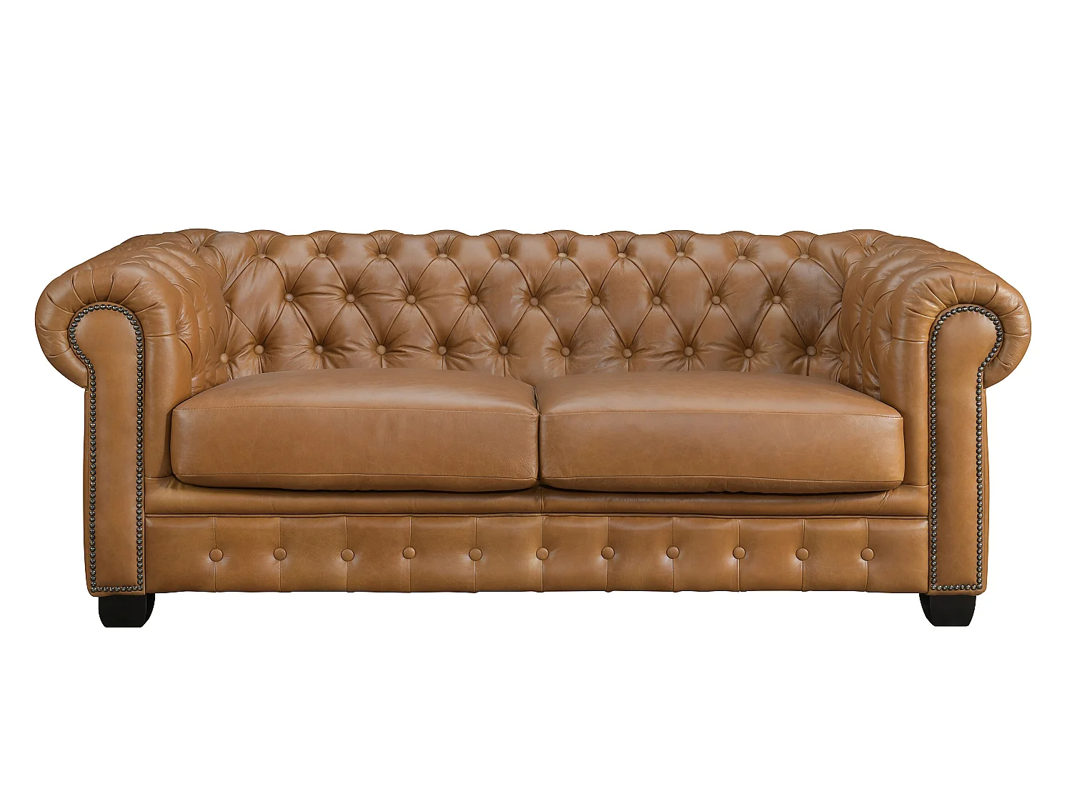 Sofá chesterfield 3+1 plazas BRENTON 100% piel de búfalo - Caramelo vintage