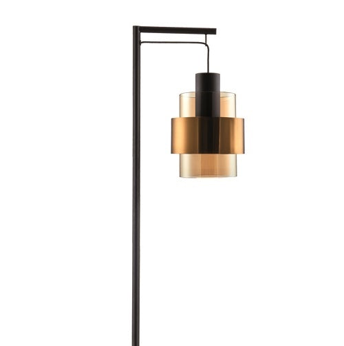 Freelight Freelight Vloerlamp Chiasso Zwart Goud & Amber Glas 1
