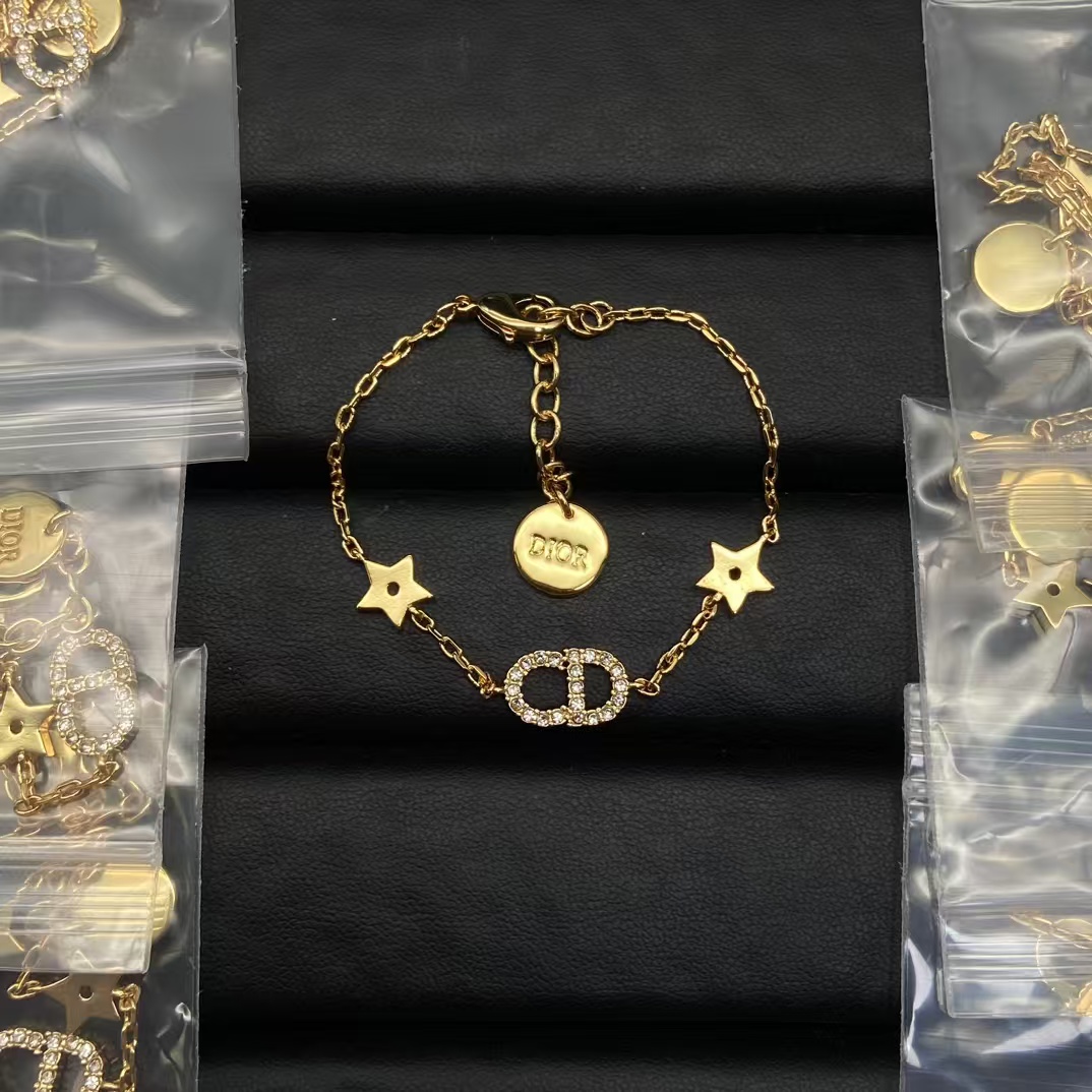 Dior Rose Gold Chain Star and CD Bracelet - Original Replica Club