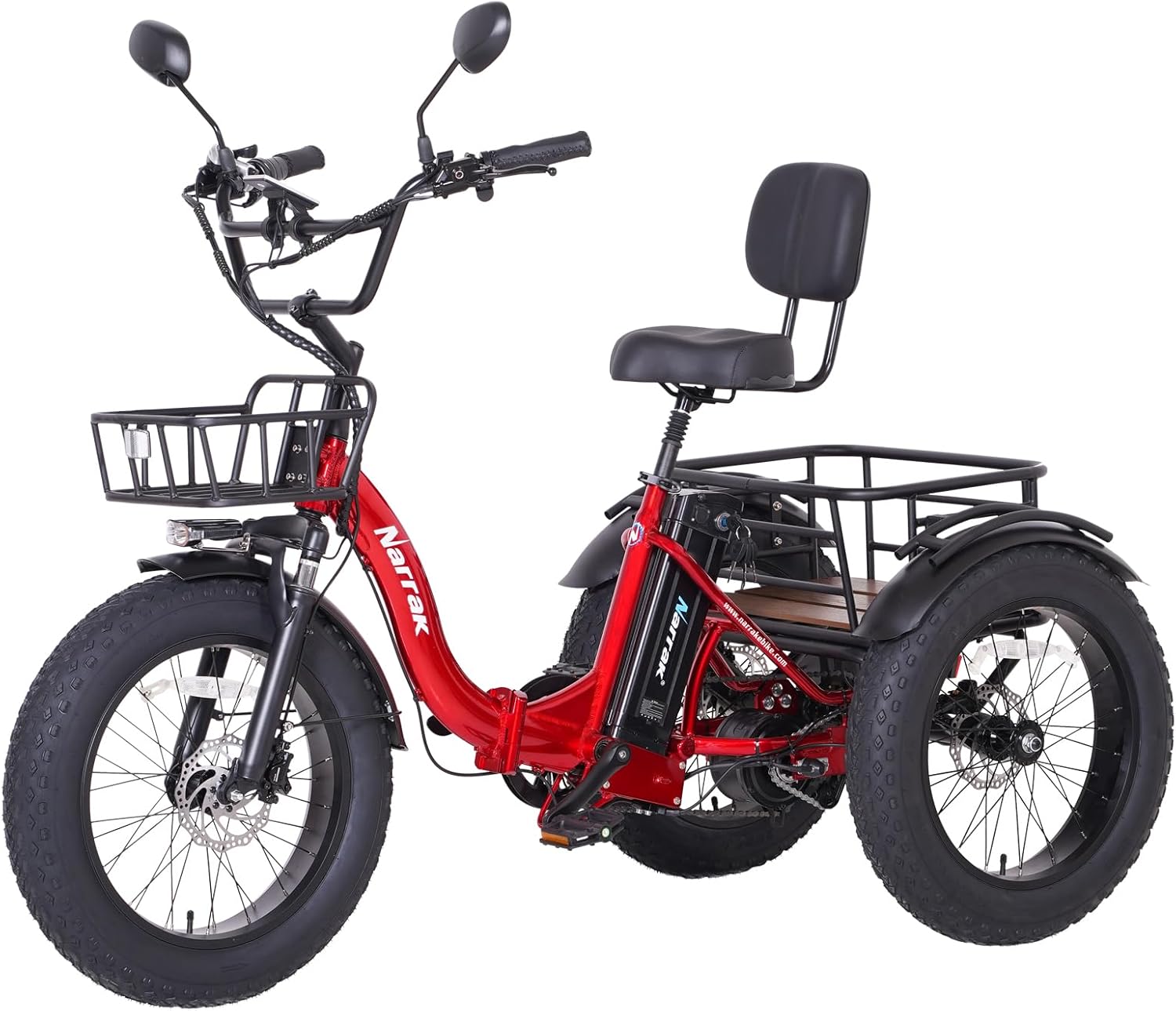 WAYFAIR Electric Tricycle For Adults, 750W(Peak 1350W), 48V13Ah Ebike, 20X4.0 Aluminum Folding Fat Tire 3 Wheel Electric Trike, Max 20MPH Hydraulic Brake, Rear Motor Differential