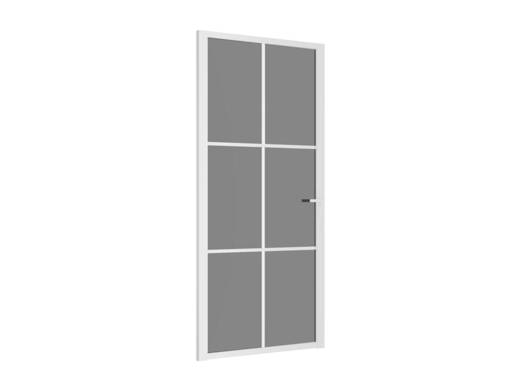 Puerta interior 93x201,5 cm Cristal ESG blanco y aluminio