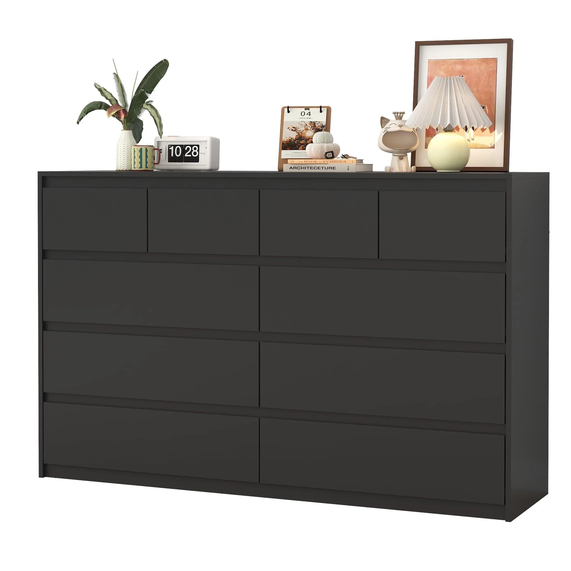 ChVans Black 9 Drawers Dresser with Charging Station, 63" Long Modern Dresser with 9 Drawers for Bedroom, Large Wood Chest of Drawers Handle Free, Dresser for Bedroom, Living Room, Hallway - Image 26