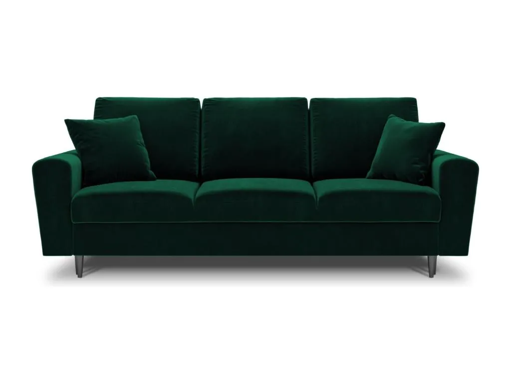 Vivirsingular - Sofá cama con baúl de almacenaje Vivirsingular 3 plazas lujoso de terciopelo verde botella - 235x100x88cm epyp67938