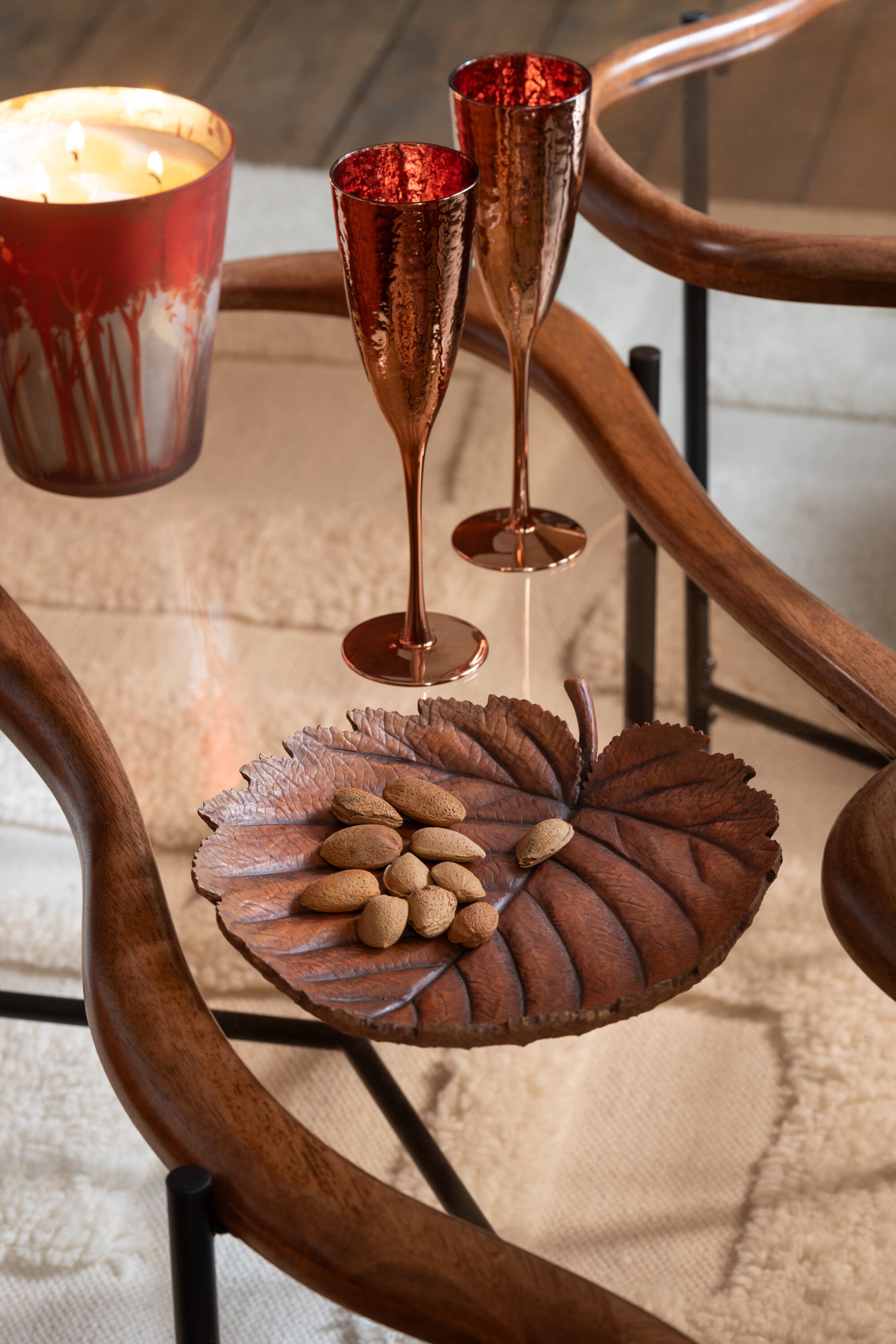 J-Line champagne glas Spiegel - glas - koper