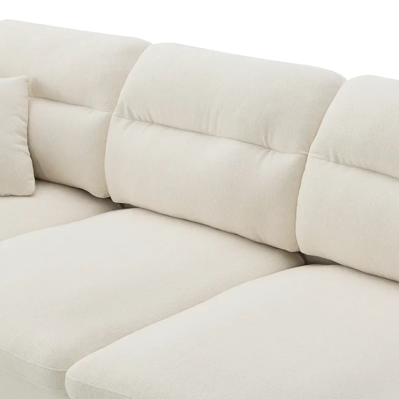 110-Inch L-Shaped 5-Seater Sectional Sofa with Removable Ottoman, Cloud Chenille Fabric, and 5 Cushions