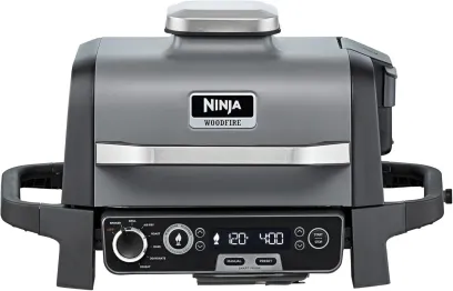 Ninja Woodfire Electric BBQ & Smoker with Air Fryer, Portable Outdoor Grill, Cool Grey