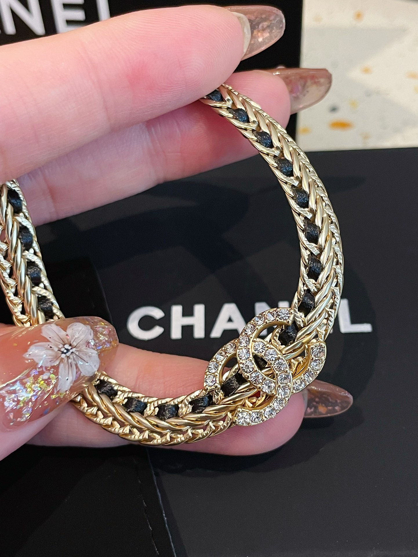 Chanel Leather and Chain CC Choker Necklace - Original Replica Club
