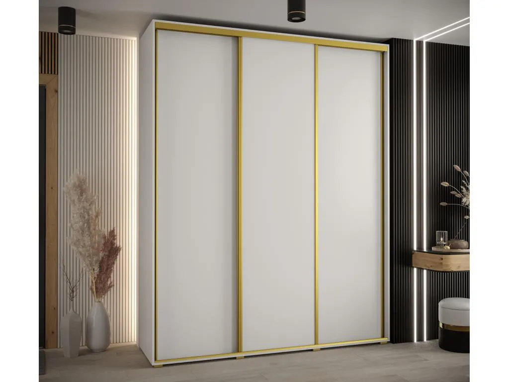 ARMARIO Alkifurniturees 1 DE PUERTAS CORREDERAS 235.2/190/60 3 puertas (Blanco/Blanco/Oro) 85716NMWC