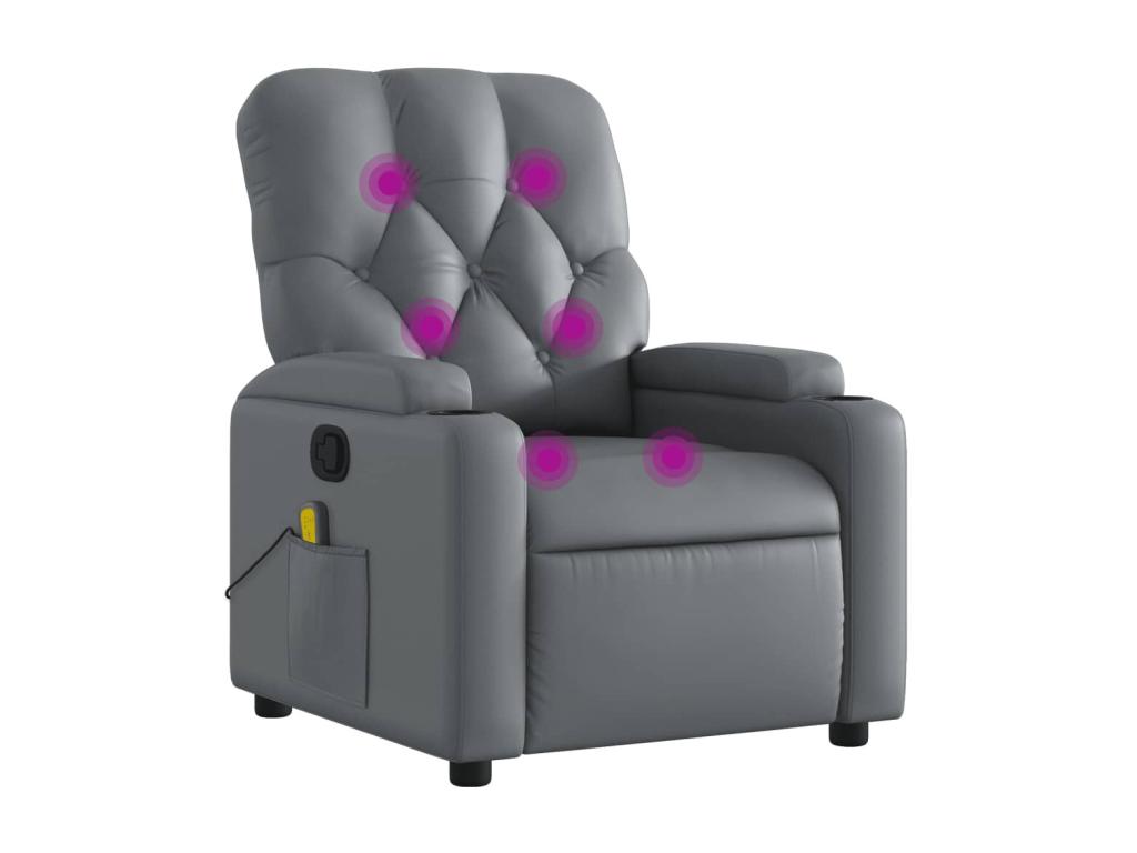 Sillón de masaje reclinable Gris Polipiel