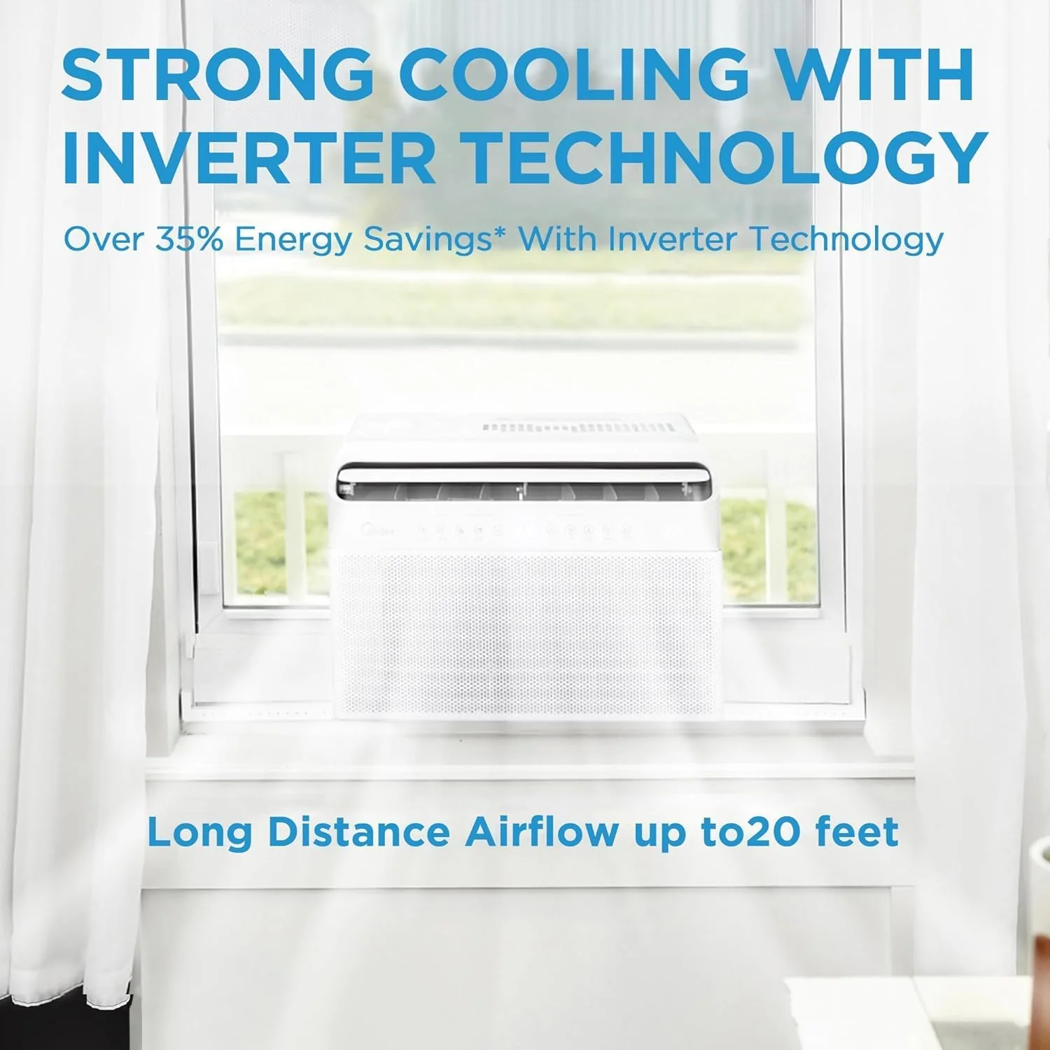 Midea 12,000 BTU U-Shaped Smart Inverter Window Air Conditioner - Cools up to 550 square feet, ultra-quiet, saves 35% energy
