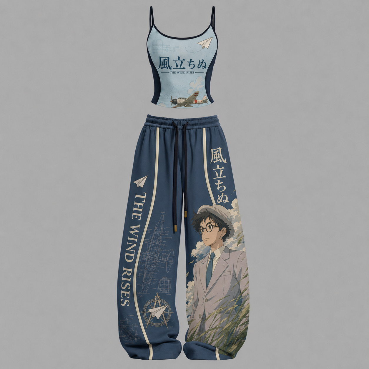 The wind is rising-Top & Elasticated Trousers Two-Piece Set TeeThreads Sustain the Scene with Custom Apparel