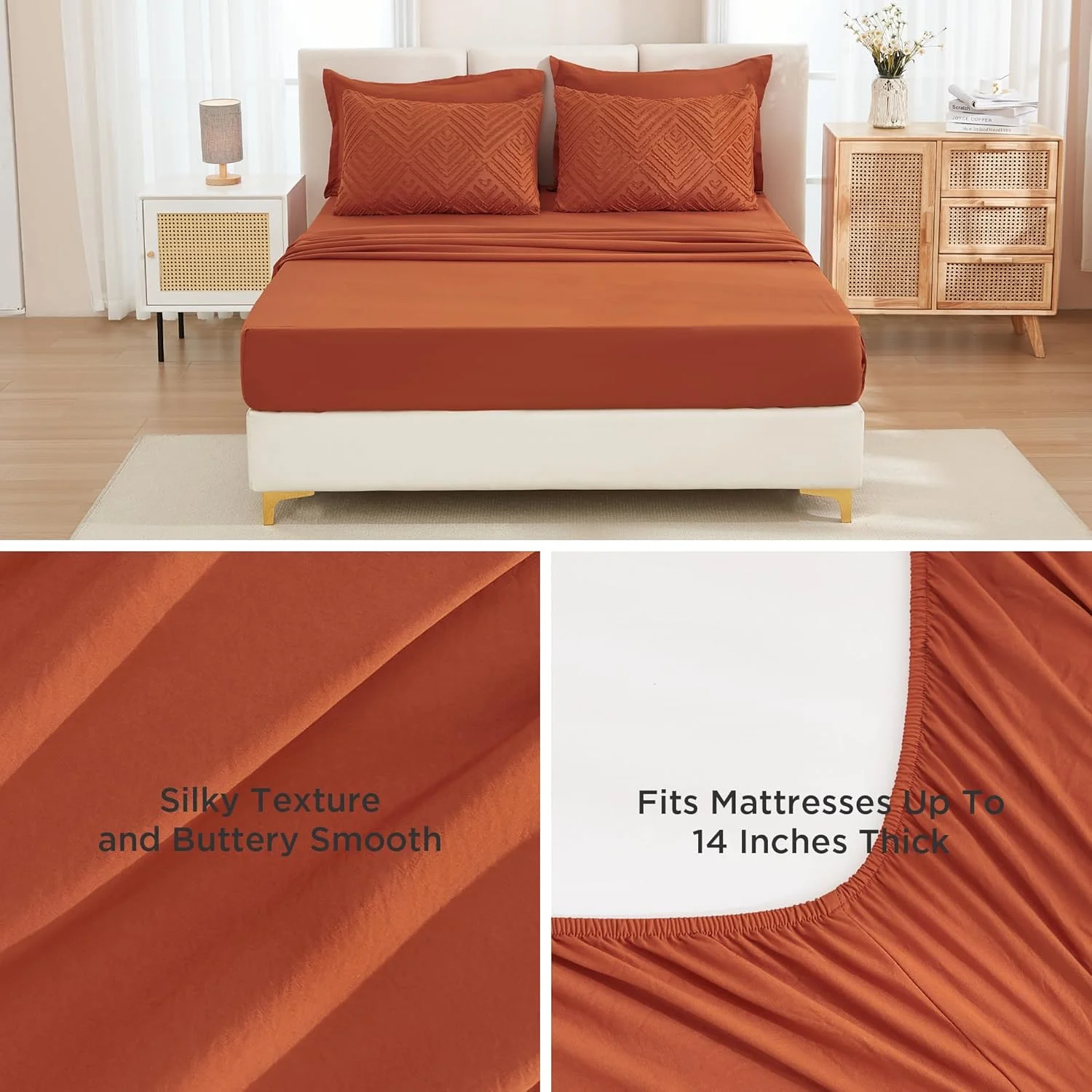 Queen Comforter Set 7 Piece Dark Emerald Green - Bed in a Bag Queen Boho Lightweight Fluffy Tufted Bedding Sets with Comforter, Sheets, Pillowcases & Shams - Image 41