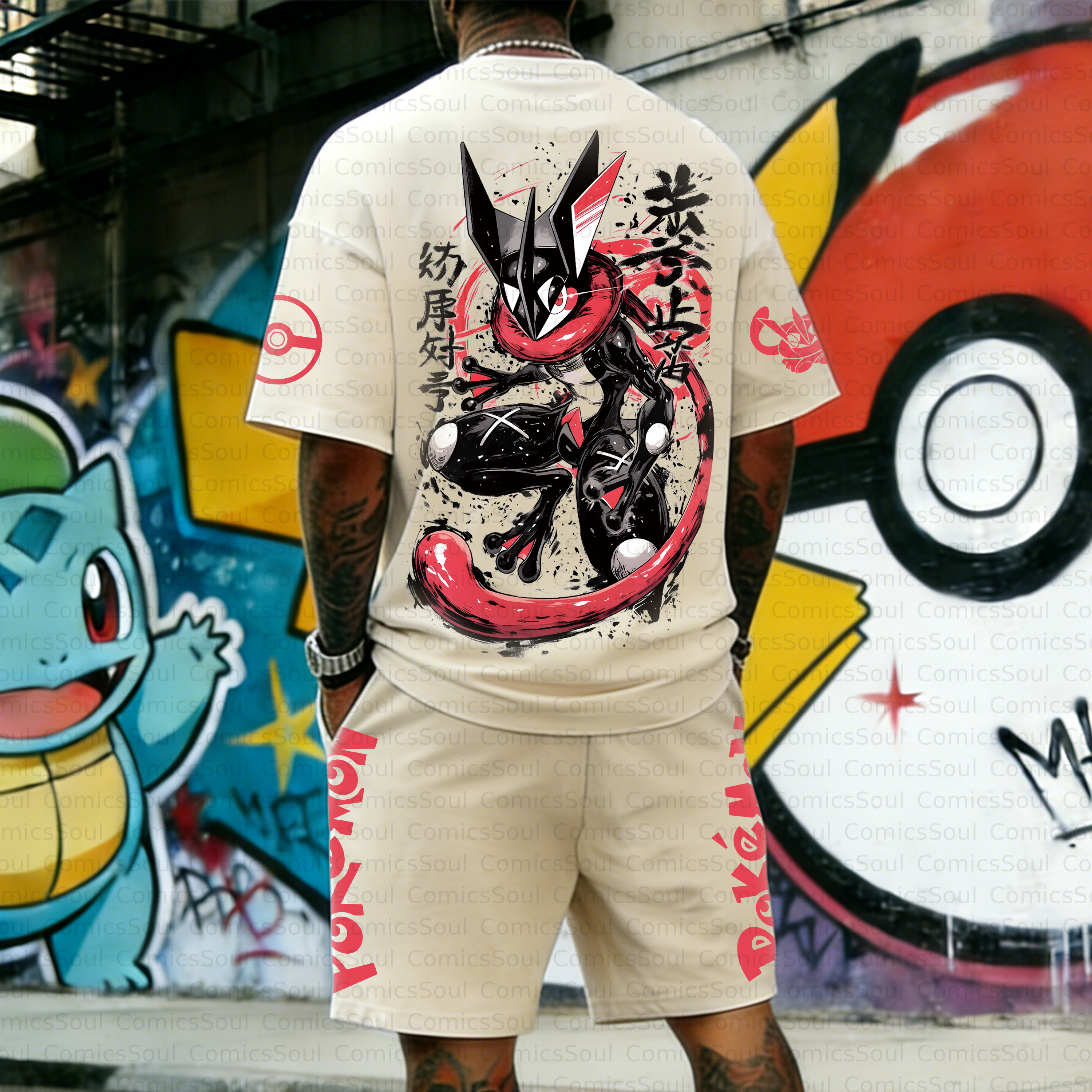 Unisex Anime Inspired Vintage T-shirt& Shorts 2 Pieces Set