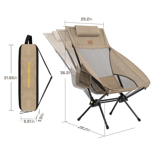 FanttikOutdoor Zeta L8 Max Camping Chair, Portable & Lightweight, Multi-Angle Adjustable, Supports up to 250 lbs, Comfort-Driven Design, High Strength Camping Chair for Travel, Hiking, Fishing (Brown)